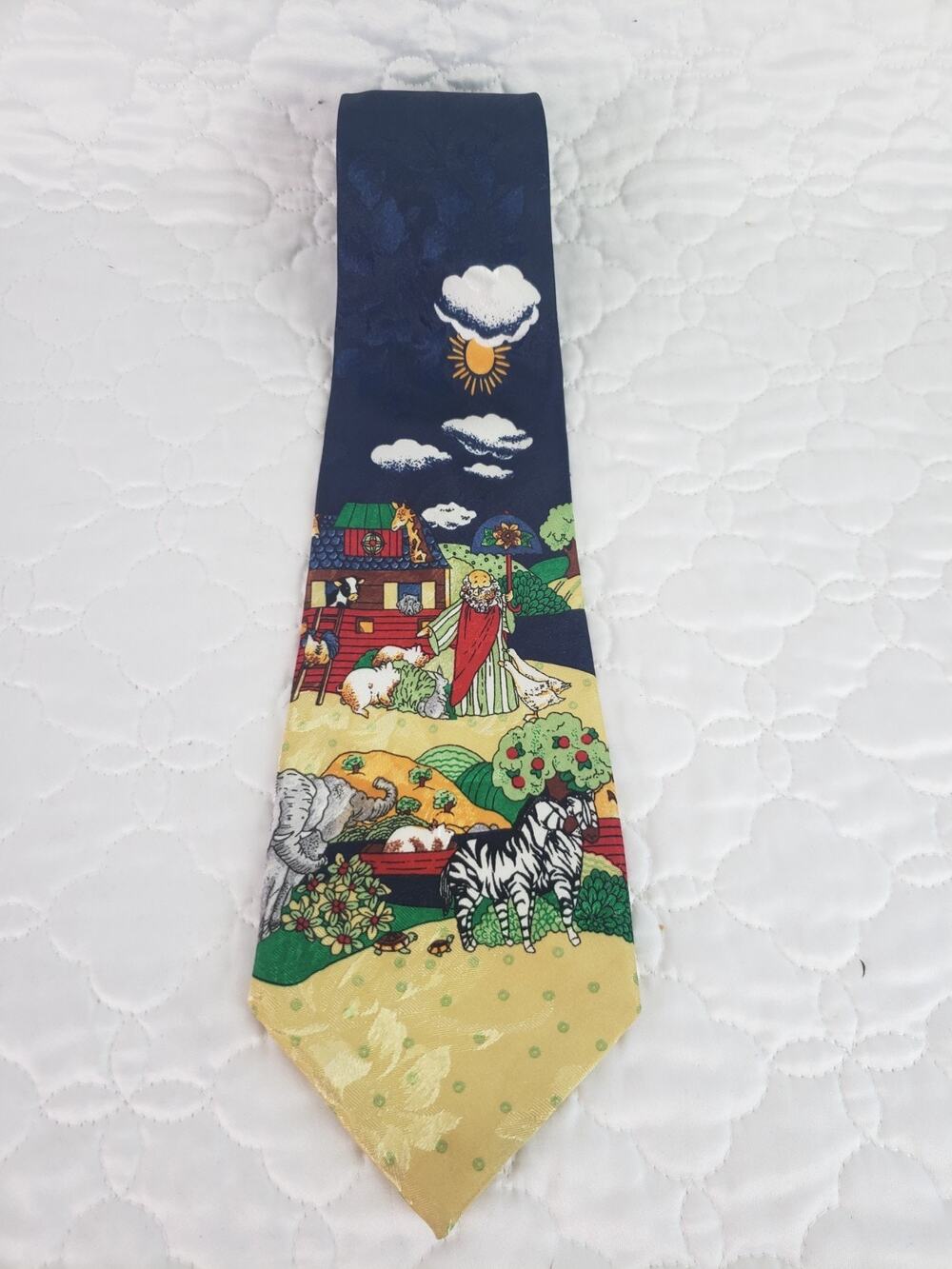 Vintage Renaissance Noah’s Ark Animals Bible Story Neck Tie Religious Christian
